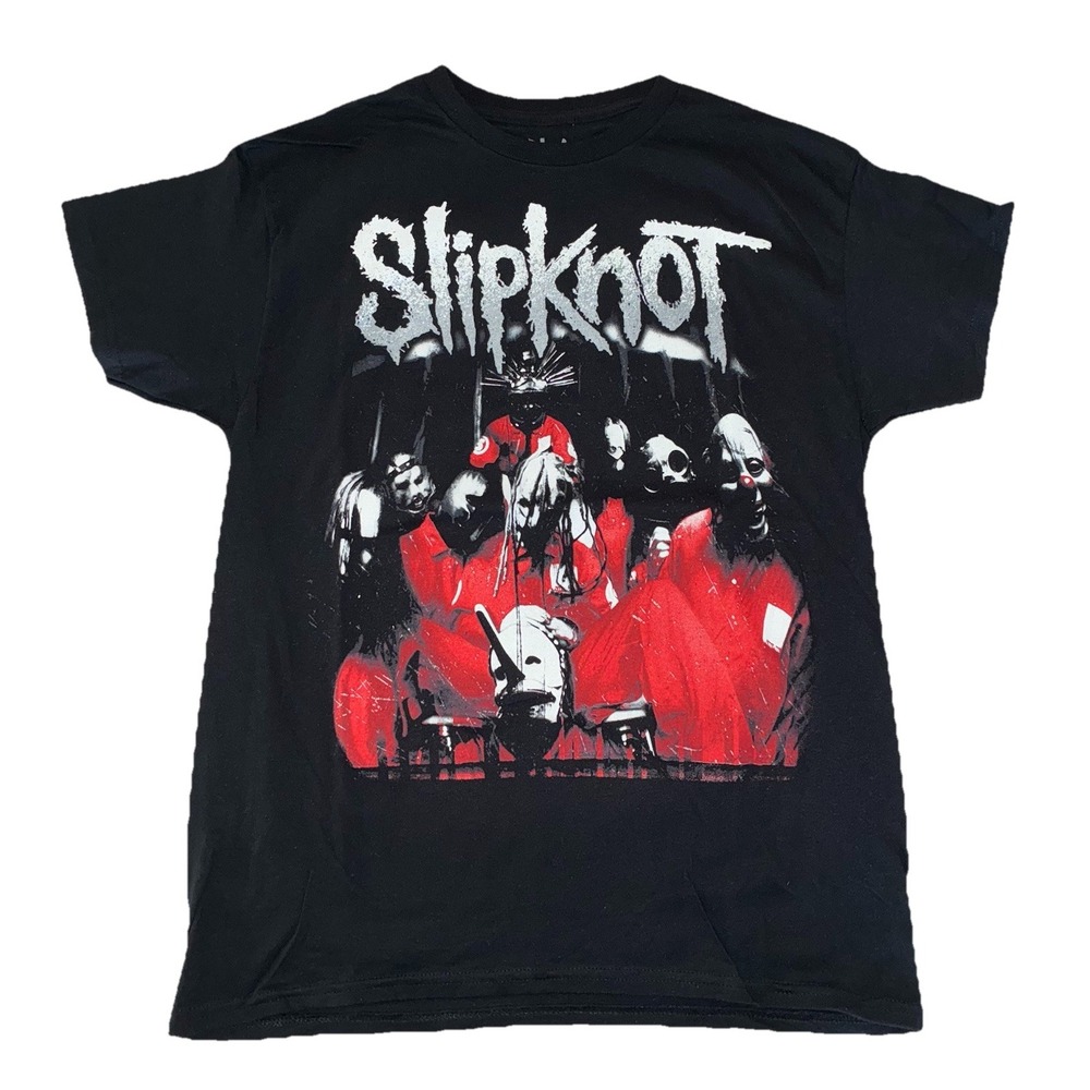 Slipknot‎ T Shirt M Black Surfacing Cover Barcode Logo Double Sided NEW *hole